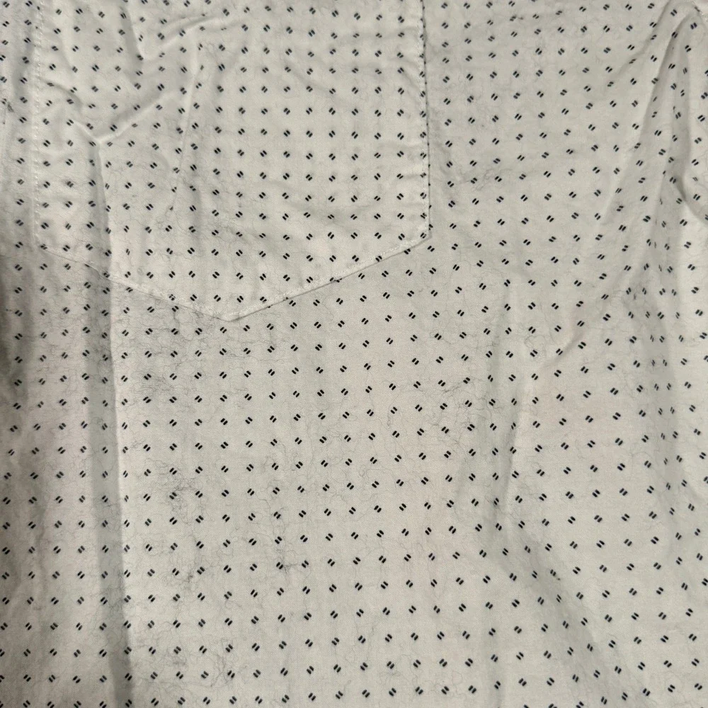 Banana Republic Mens XL Stretch Soft Wash Standard Fit Dotted SS Shirt White